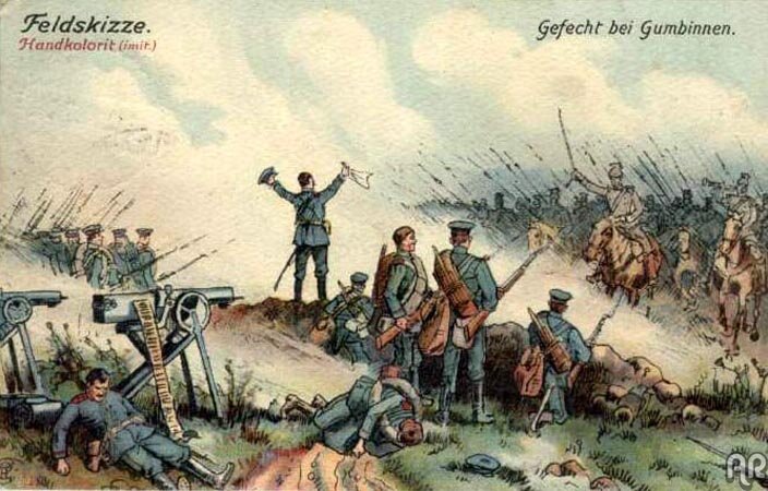 Немецкий лубок в честь побед 1-й кавалерийской дивизии под Гумбиненом